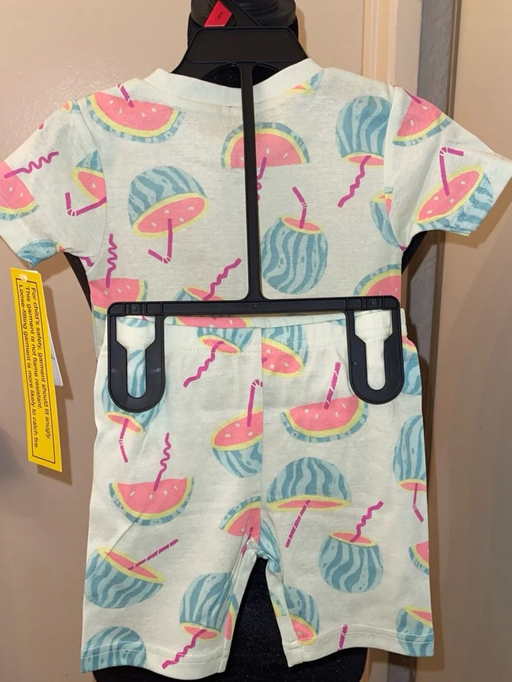 Carter's Mint Short Sleeve Pajama Set with Pink & Aqua Watermelon Print